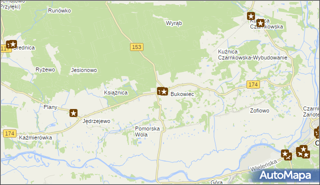 mapa Gajewo gmina Czarnków, Gajewo gmina Czarnków na mapie Targeo