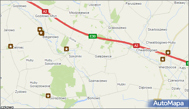 mapa Gałęzewice, Gałęzewice na mapie Targeo