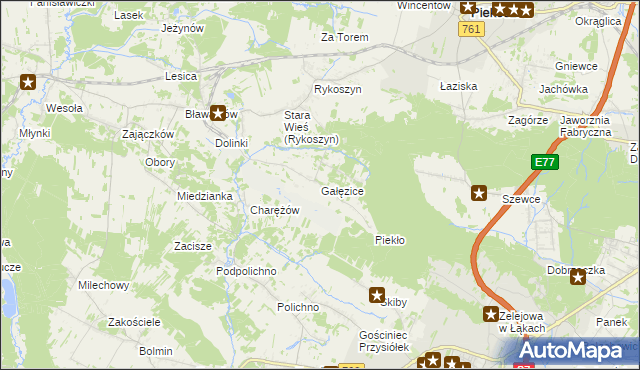 mapa Gałęzice, Gałęzice na mapie Targeo