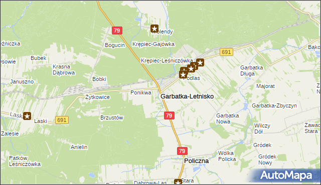 mapa Garbatka-Letnisko, Garbatka-Letnisko na mapie Targeo