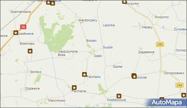 mapa Gąski gmina Gniewkowo, Gąski gmina Gniewkowo na mapie Targeo