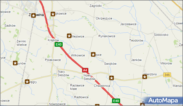 mapa Gęsice gmina Domaniów, Gęsice gmina Domaniów na mapie Targeo