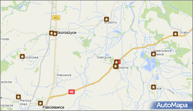 mapa Giełczyce, Giełczyce na mapie Targeo