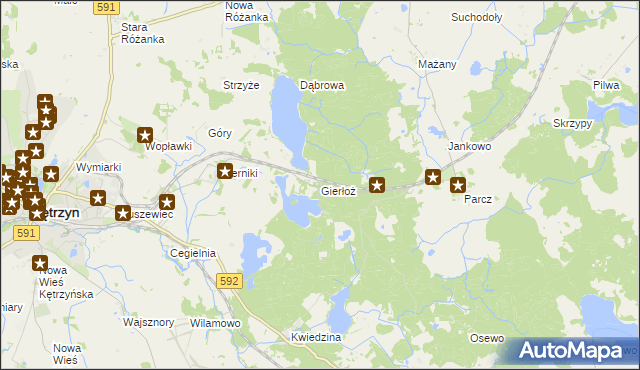 mapa Gierłoż gmina Kętrzyn, Gierłoż gmina Kętrzyn na mapie Targeo