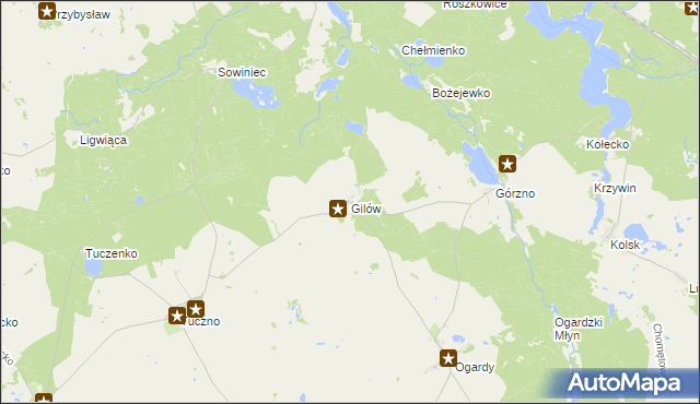 mapa Gilów gmina Strzelce Krajeńskie, Gilów gmina Strzelce Krajeńskie na mapie Targeo