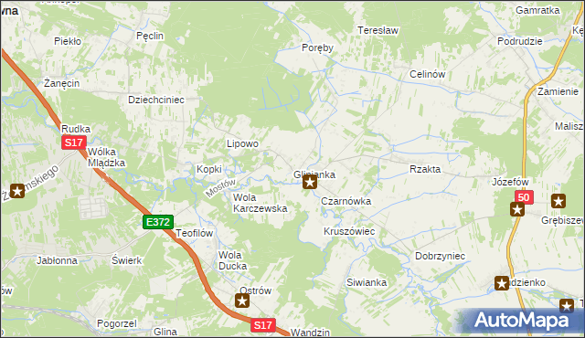 mapa Glinianka gmina Wiązowna, Glinianka gmina Wiązowna na mapie Targeo