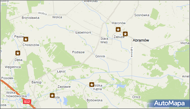 mapa Glinnik gmina Abramów, Glinnik gmina Abramów na mapie Targeo
