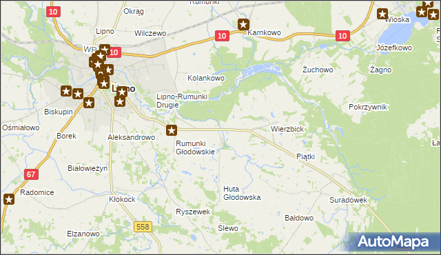 mapa Głodowo gmina Lipno, Głodowo gmina Lipno na mapie Targeo