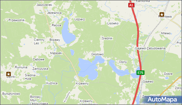 mapa Głodowo gmina Nowe, Głodowo gmina Nowe na mapie Targeo