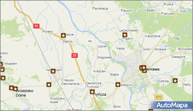 mapa Głogowiec gmina Tryńcza, Głogowiec gmina Tryńcza na mapie Targeo