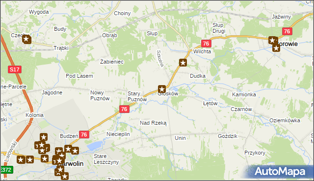 mapa Głosków gmina Borowie, Głosków gmina Borowie na mapie Targeo