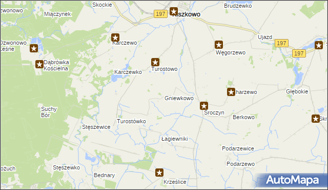 mapa Gniewkowo gmina Kiszkowo, Gniewkowo gmina Kiszkowo na mapie Targeo