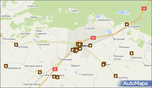 mapa Gniewkowo powiat inowrocławski, Gniewkowo powiat inowrocławski na mapie Targeo