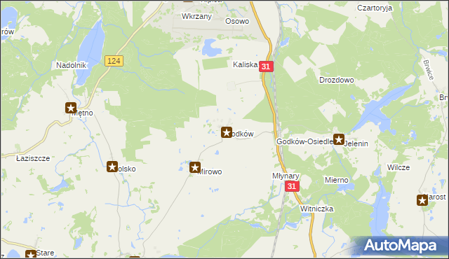 mapa Godków gmina Chojna, Godków gmina Chojna na mapie Targeo