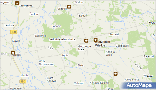 mapa Godziesze Małe, Godziesze Małe na mapie Targeo