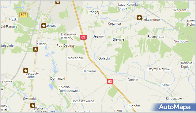 mapa Gołąbki gmina Łuków, Gołąbki gmina Łuków na mapie Targeo