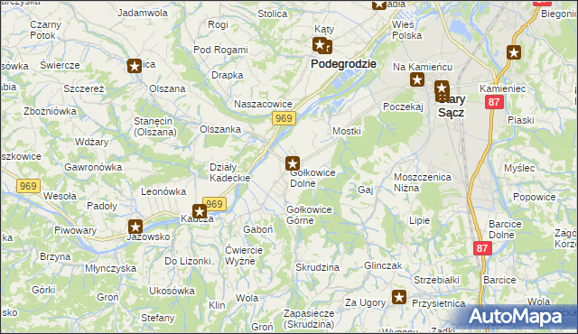 mapa Gołkowice Dolne, Gołkowice Dolne na mapie Targeo