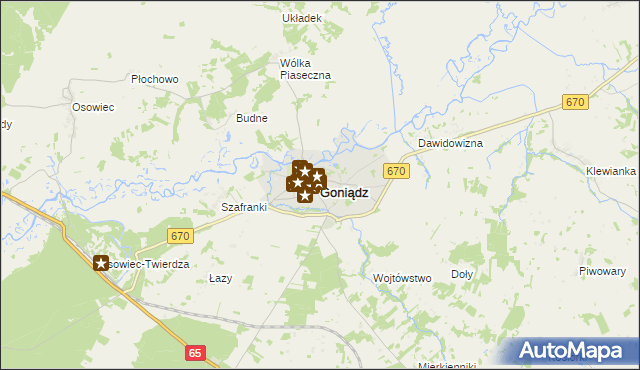 mapa Goniądz, Goniądz na mapie Targeo