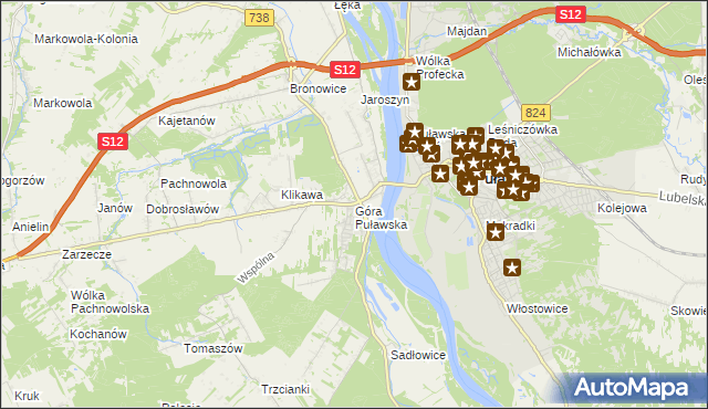 mapa Góra Puławska, Góra Puławska na mapie Targeo