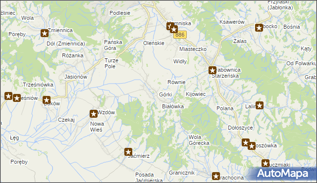 mapa Górki gmina Brzozów, Górki gmina Brzozów na mapie Targeo