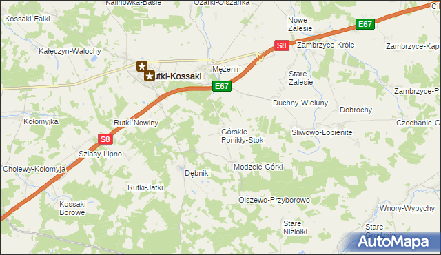 mapa Górskie Ponikły-Stok, Górskie Ponikły-Stok na mapie Targeo