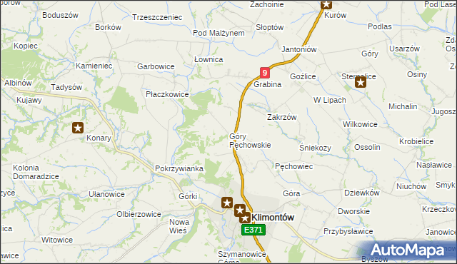 mapa Góry Pęchowskie, Góry Pęchowskie na mapie Targeo