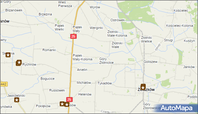 mapa Góry Złotnickie, Góry Złotnickie na mapie Targeo