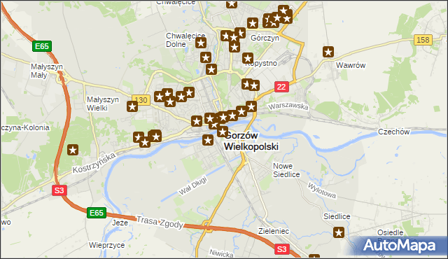 mapa Gorzów Wielkopolski, Gorzów Wielkopolski na mapie Targeo