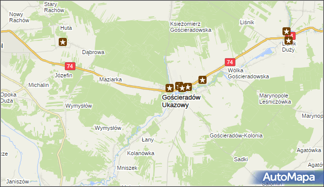 mapa Gościeradów Ukazowy, Gościeradów Ukazowy na mapie Targeo