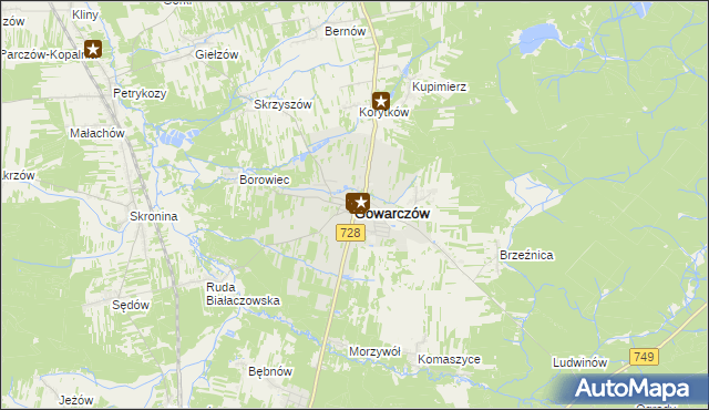 mapa Gowarczów, Gowarczów na mapie Targeo