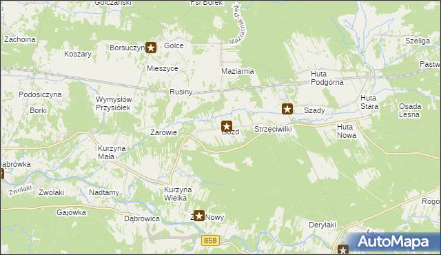 mapa Gózd gmina Harasiuki, Gózd gmina Harasiuki na mapie Targeo