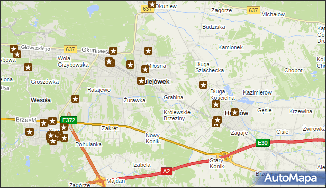 mapa Grabina gmina Halinów, Grabina gmina Halinów na mapie Targeo