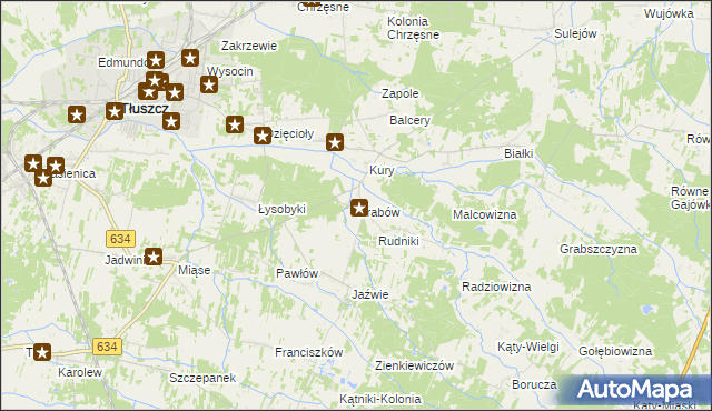 mapa Grabów gmina Tłuszcz, Grabów gmina Tłuszcz na mapie Targeo