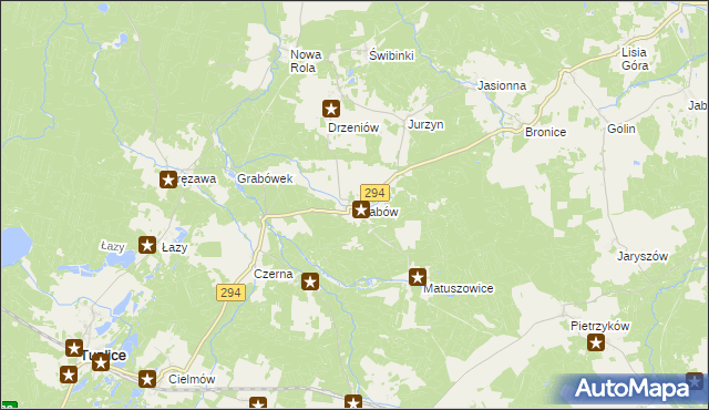 mapa Grabów gmina Tuplice, Grabów gmina Tuplice na mapie Targeo