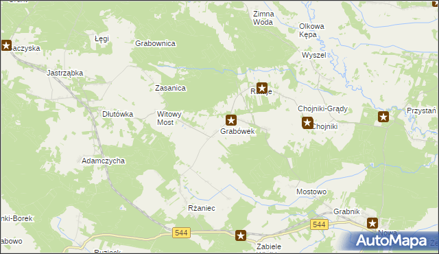 mapa Grabówek gmina Olszewo-Borki, Grabówek gmina Olszewo-Borki na mapie Targeo