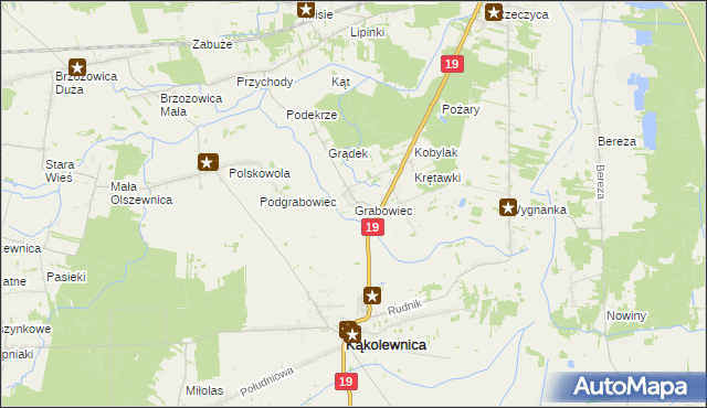 mapa Grabowiec gmina Kąkolewnica, Grabowiec gmina Kąkolewnica na mapie Targeo