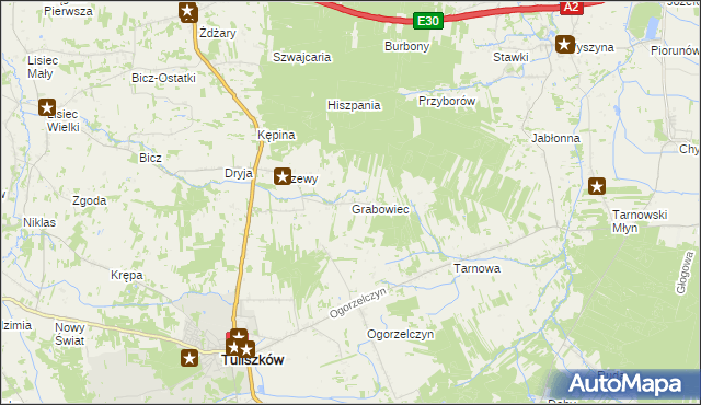 mapa Grabowiec gmina Tuliszków, Grabowiec gmina Tuliszków na mapie Targeo