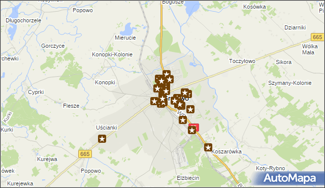 mapa Grajewo, Grajewo na mapie Targeo