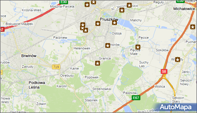 mapa Granica gmina Michałowice, Granica gmina Michałowice na mapie Targeo