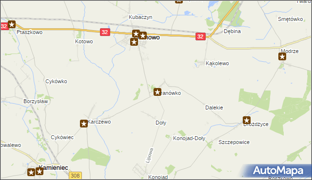 mapa Granówko gmina Granowo, Granówko gmina Granowo na mapie Targeo