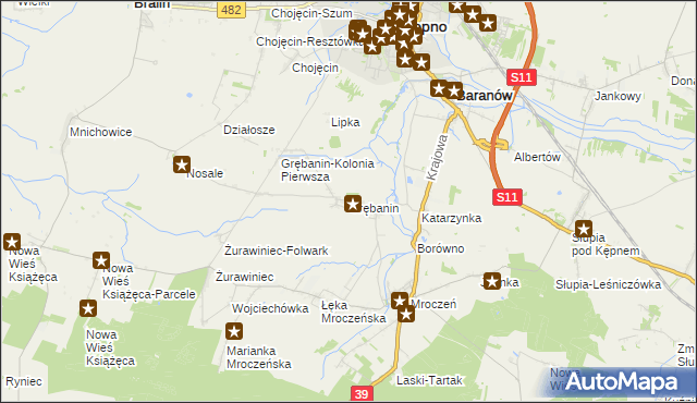 mapa Grębanin, Grębanin na mapie Targeo