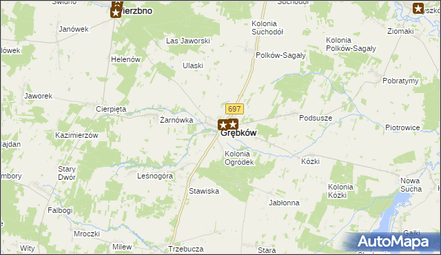 mapa Grębków, Grębków na mapie Targeo