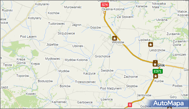 mapa Grocholice gmina Lipnik, Grocholice gmina Lipnik na mapie Targeo