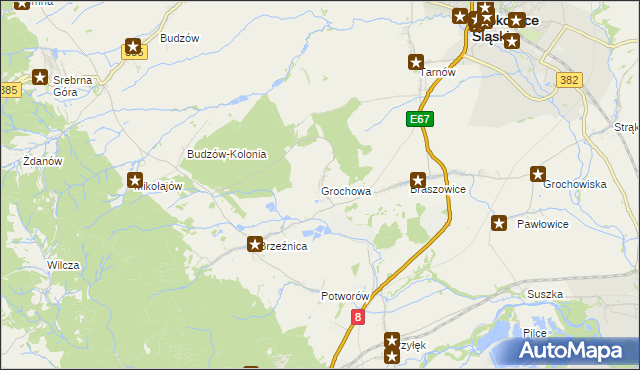 mapa Grochowa gmina Bardo, Grochowa gmina Bardo na mapie Targeo