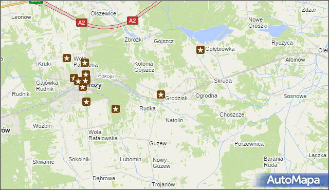 mapa Grodzisk gmina Mrozy, Grodzisk gmina Mrozy na mapie Targeo