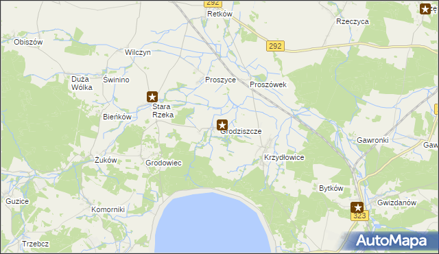 mapa Grodziszcze gmina Grębocice, Grodziszcze gmina Grębocice na mapie Targeo