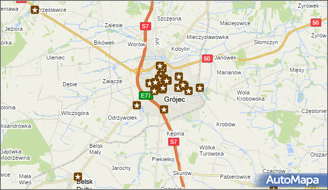 mapa Grójec, Grójec na mapie Targeo