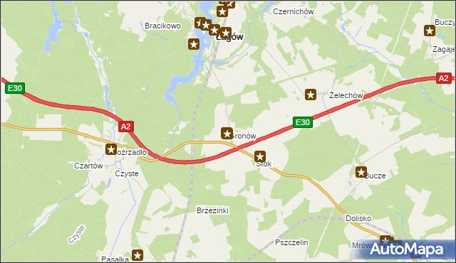 mapa Gronów gmina Łagów, Gronów gmina Łagów na mapie Targeo