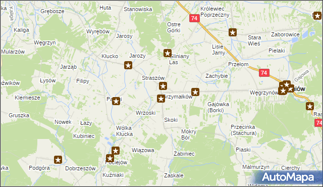 mapa Grzymałków, Grzymałków na mapie Targeo