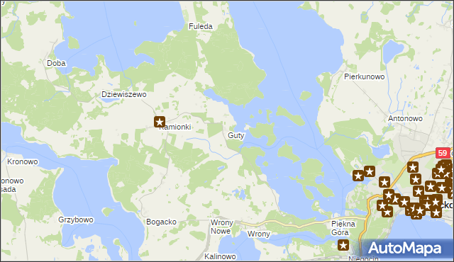 mapa Guty gmina Giżycko, Guty gmina Giżycko na mapie Targeo